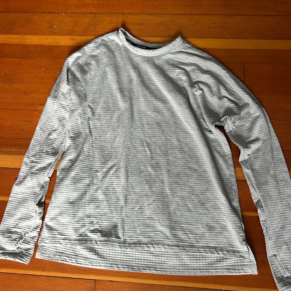 Nike Light Gray Fleece Lined Long Active Sleeve Tee